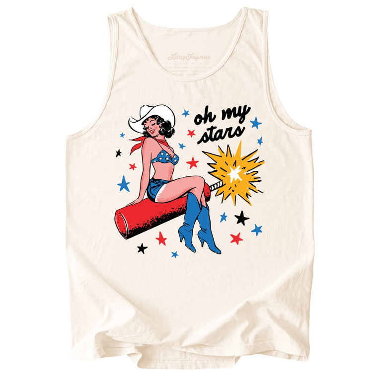 Oh My Stars Comfort Colors Graphic Tank Top - Ivory