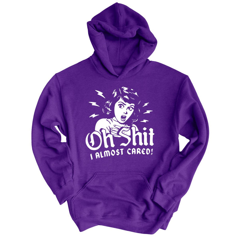 Oh Shit I Almost Cared Graphic Hoodie - Purple