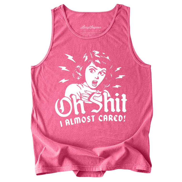 Oh Shit I Almost Cared Comfort Colors Graphic Tank Top - Crunchberry