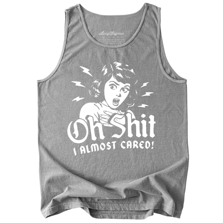 Oh Shit I Almost Cared Comfort Colors Graphic Tank Top - Grey