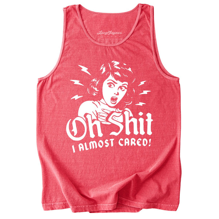 Oh Shit I Almost Cared Comfort Colors Graphic Tank Top - Watermelon