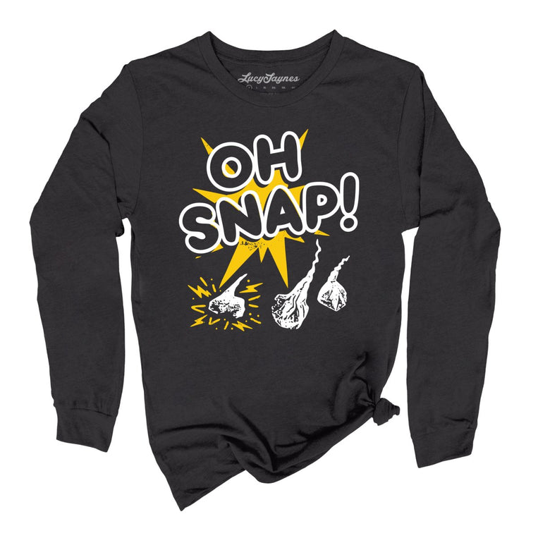 Oh Snap Graphic Long Sleeve Tee - Dark Grey