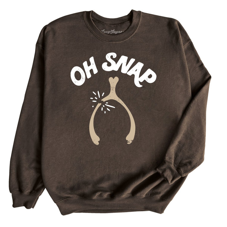 Oh Snap Wishbone Graphic Sweatshirt - Dark Chocolate