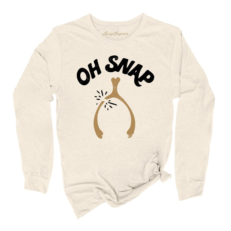 Oh Snap Wishbone Graphic Long Sleeve Tee - Natural