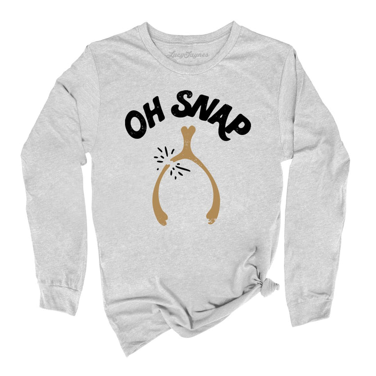 Oh Snap Wishbone Graphic Long Sleeve Tee - Athletic Heather
