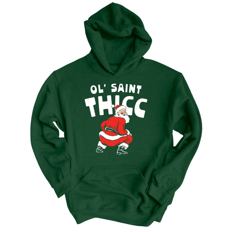 Ol' Saint Thicc Graphic Hoodie - Forest Green