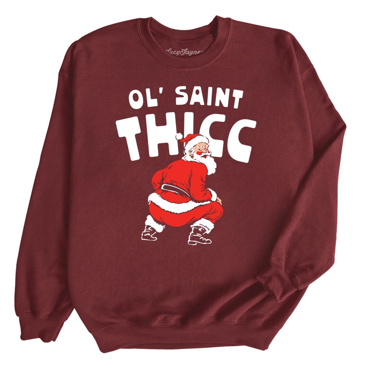 Ol' Saint Thicc Graphic Sweatshirt - Maroon