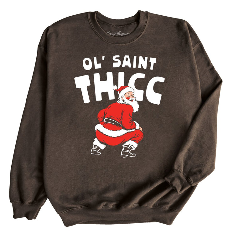 Ol' Saint Thicc Graphic Sweatshirt - Dark Chocolate