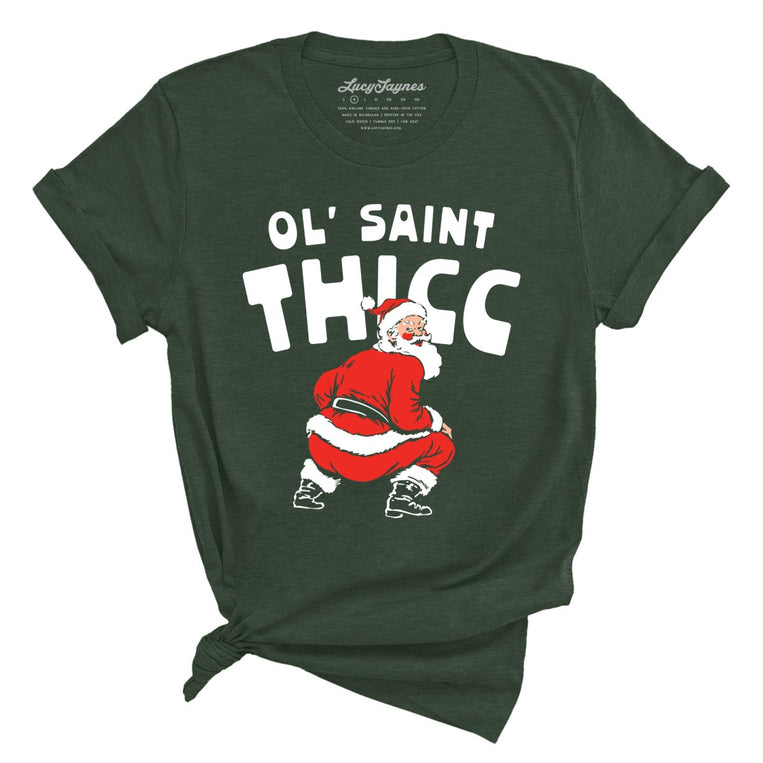 Ol' Saint Thicc Graphic Tee - Heather Forest