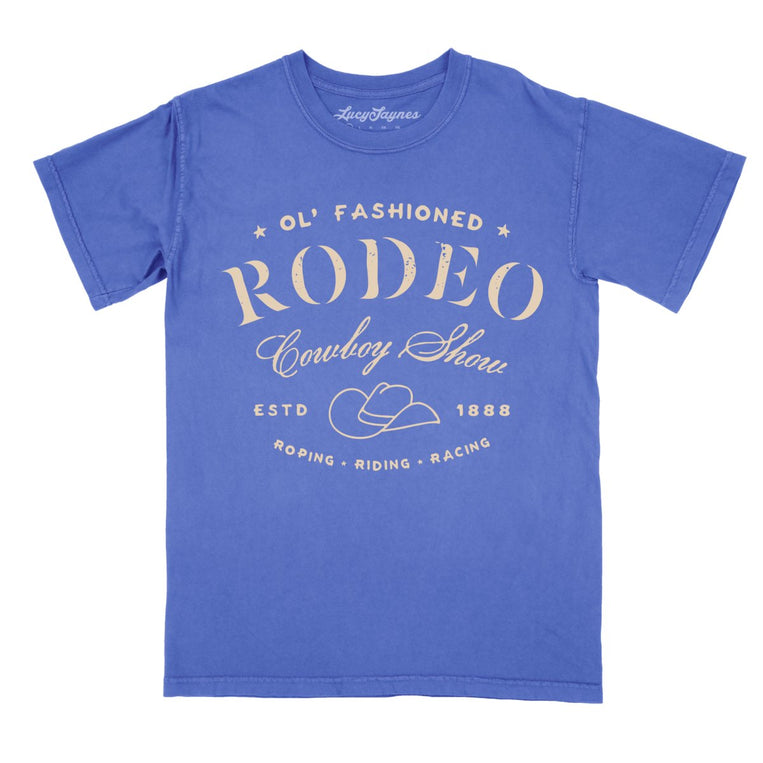 Old Fashioned Rodeo Comfort Colors Graphic Tee - Flo Blue