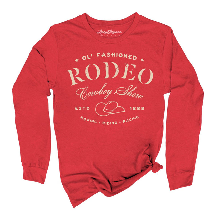 Old Fashioned Rodeo Graphic Long Sleeve Tee - Red