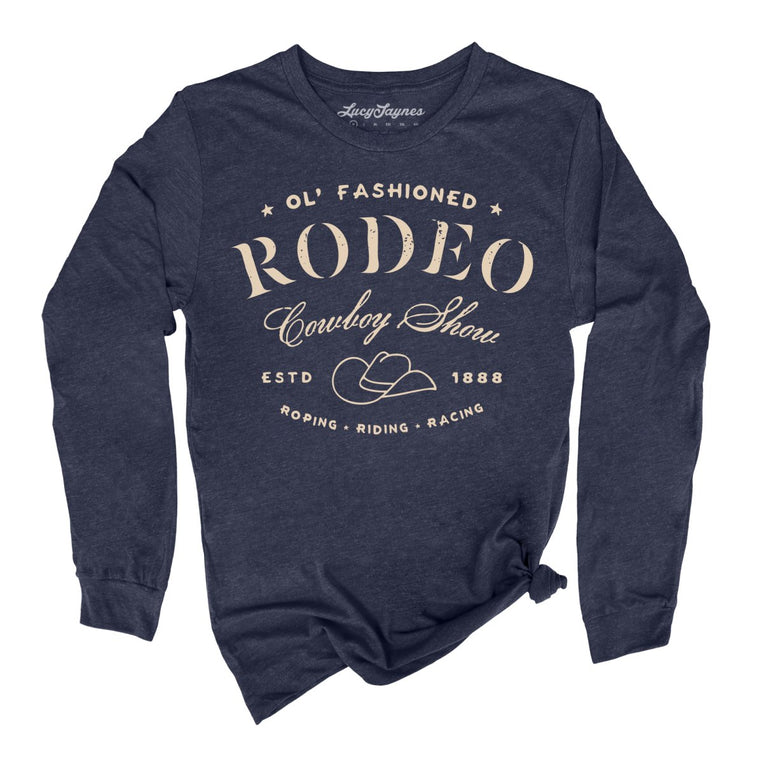 Old Fashioned Rodeo Graphic Long Sleeve Tee - Heather Navy