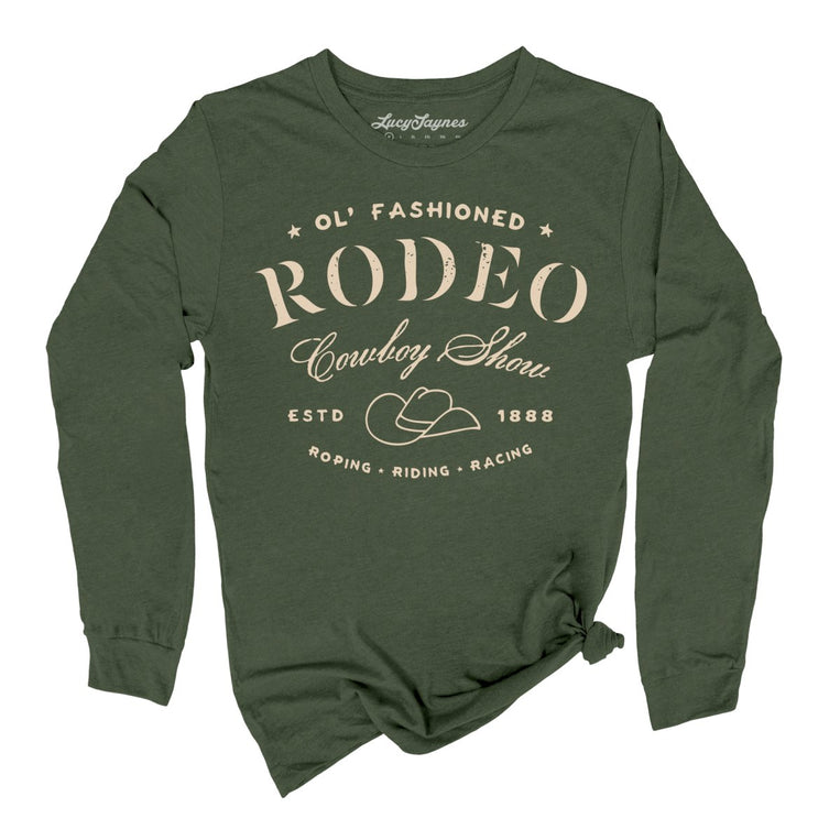 Old Fashioned Rodeo Graphic Long Sleeve Tee - Military Green