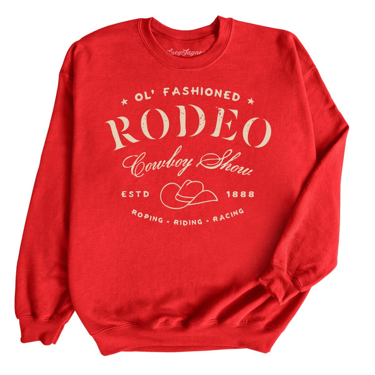 Old Fashioned Rodeo Graphic Sweatshirt - Red