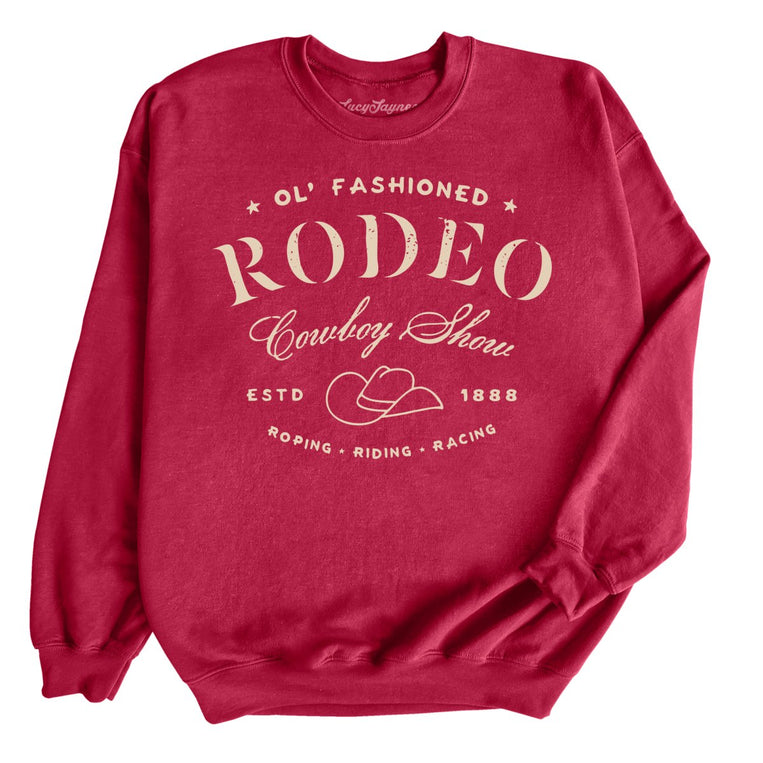 Old Fashioned Rodeo Graphic Sweatshirt - Cardinal Red