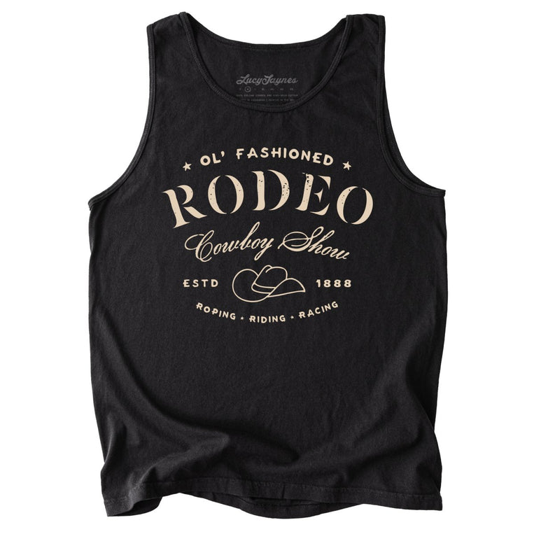Old Fashioned Rodeo Comfort Colors Graphic Tank Top - Black