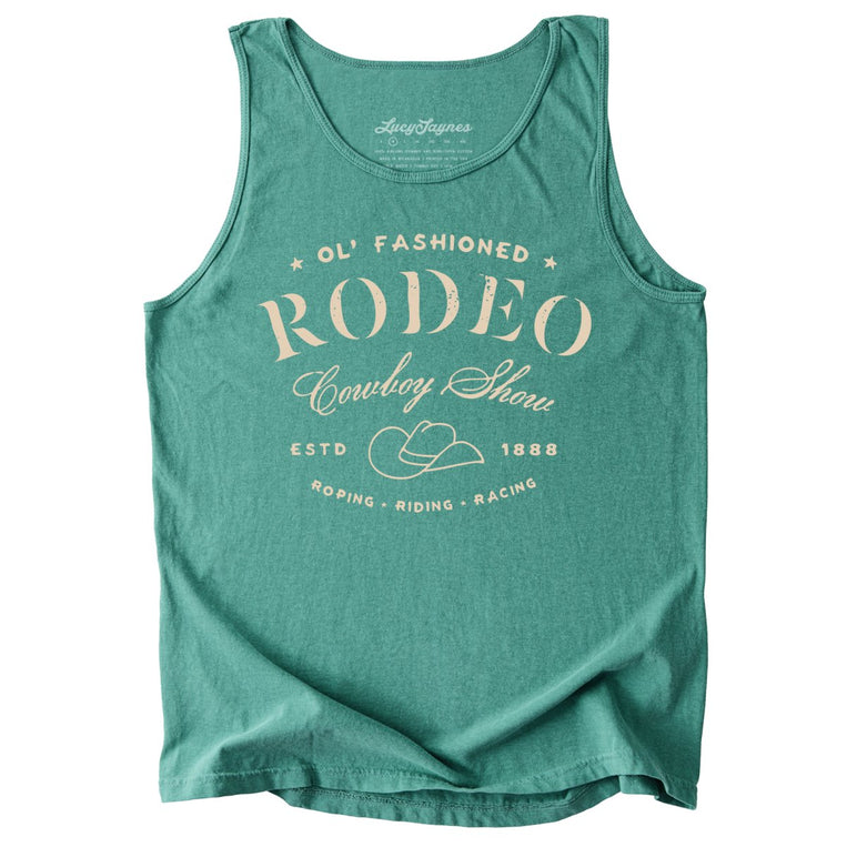 Old Fashioned Rodeo Comfort Colors Graphic Tank Top - Light Green