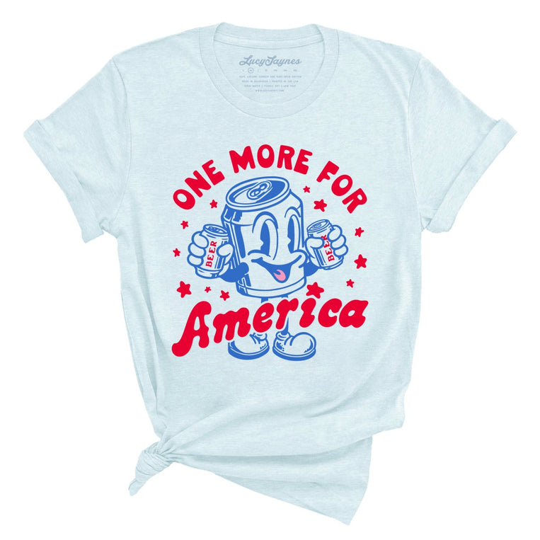 One More For America Graphic Tee - Heather Ice Blue