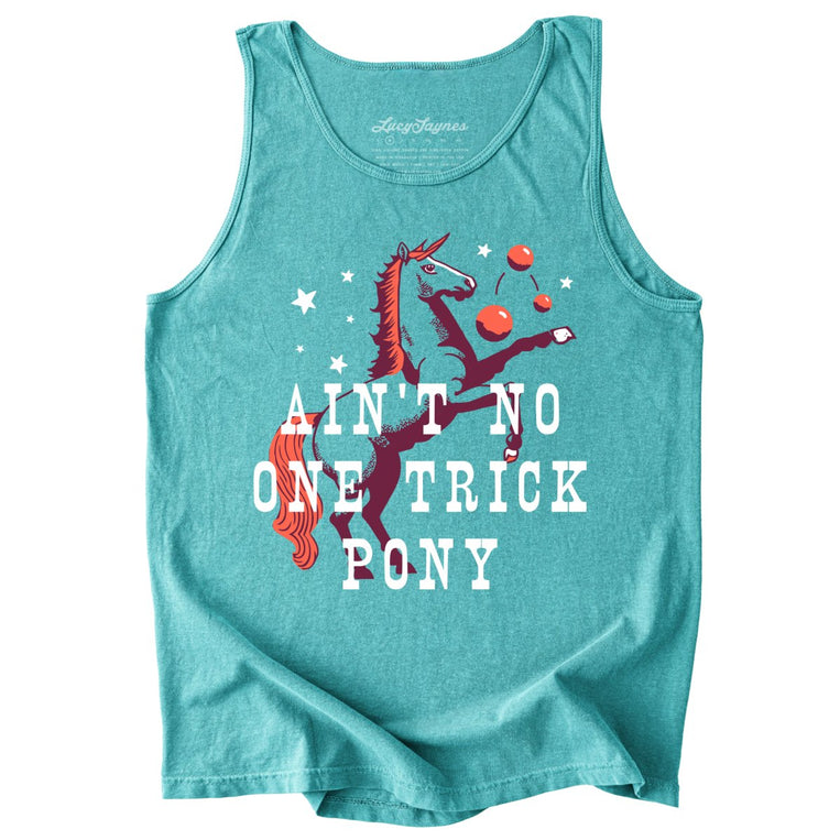 One Trick Pony Comfort Colors Graphic Tank Top - Seafoam