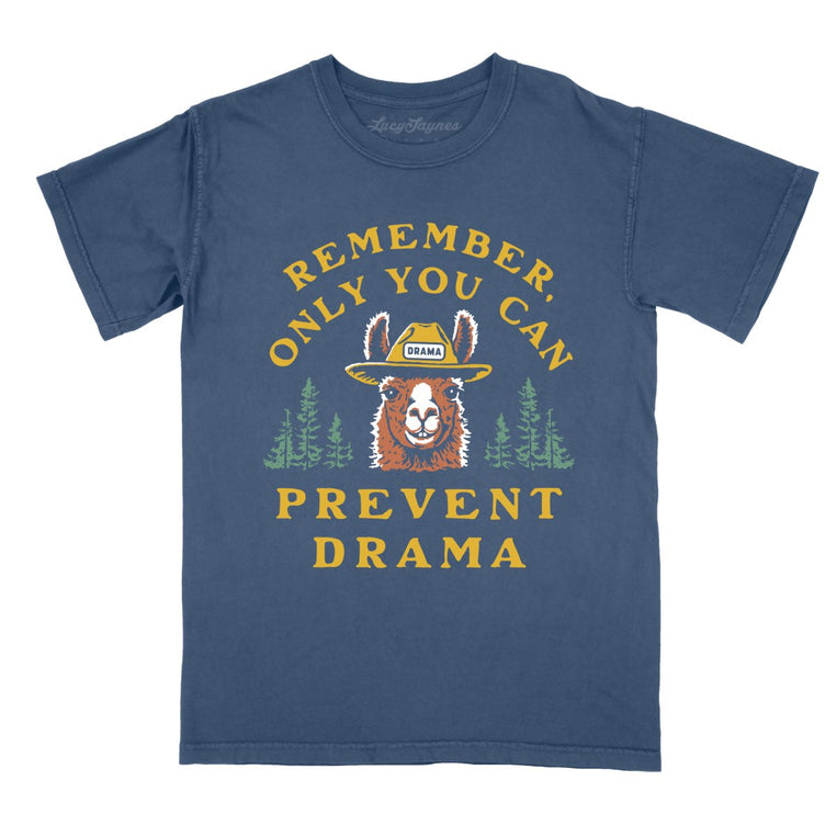 Only You Can Prevent Drama Comfort Colors Graphic Tee - Denim