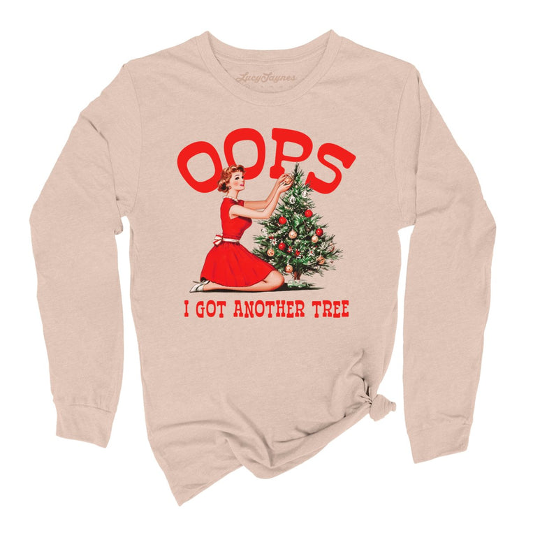Oops I Got Another Tree Graphic Long Sleeve Tee - Sand Dune