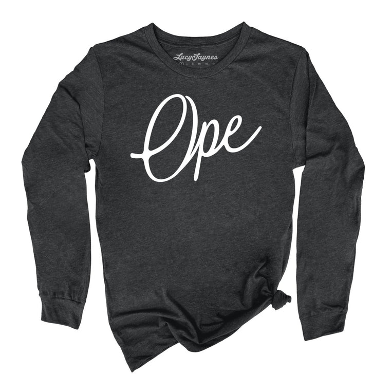 Ope Script Graphic Long Sleeve Tee - Dark Grey Heather