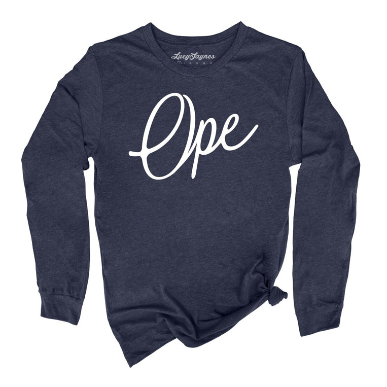 Ope Script Graphic Long Sleeve Tee - Heather Navy