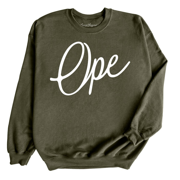 Ope Script Graphic Sweatshirt - Military Green