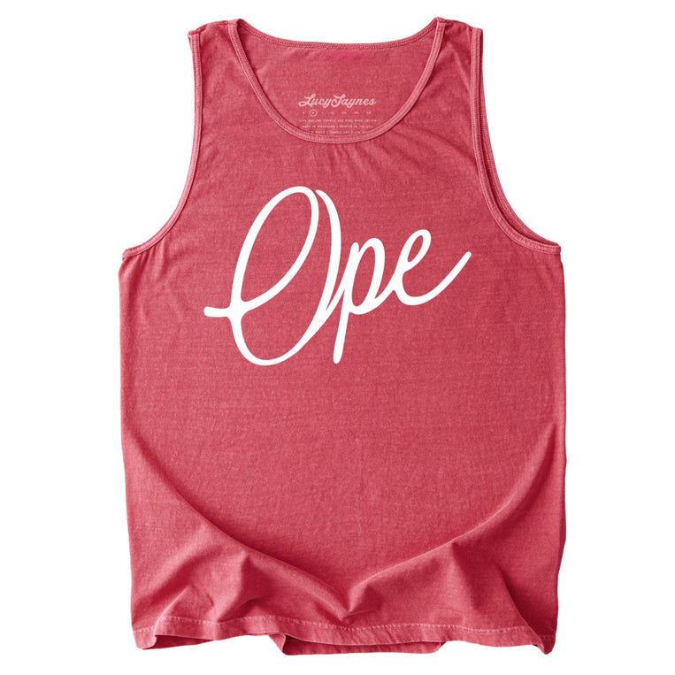 Ope Script Comfort Colors Graphic Tank Top - Crimson