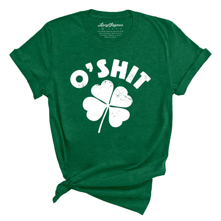 O'shit Graphic Tee - Heather Grass Green