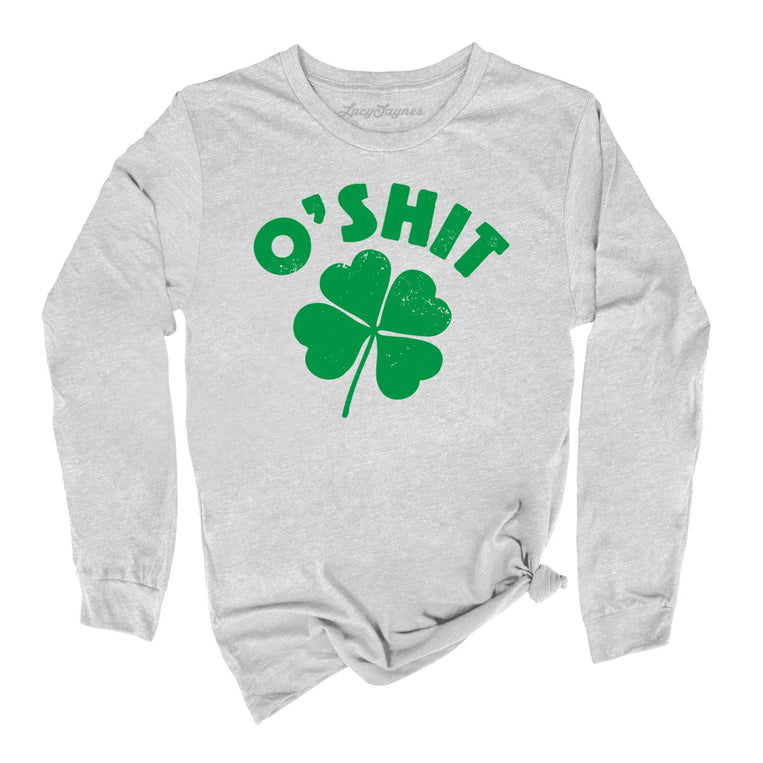 O'shit Graphic Long Sleeve Tee - Athletic Heather