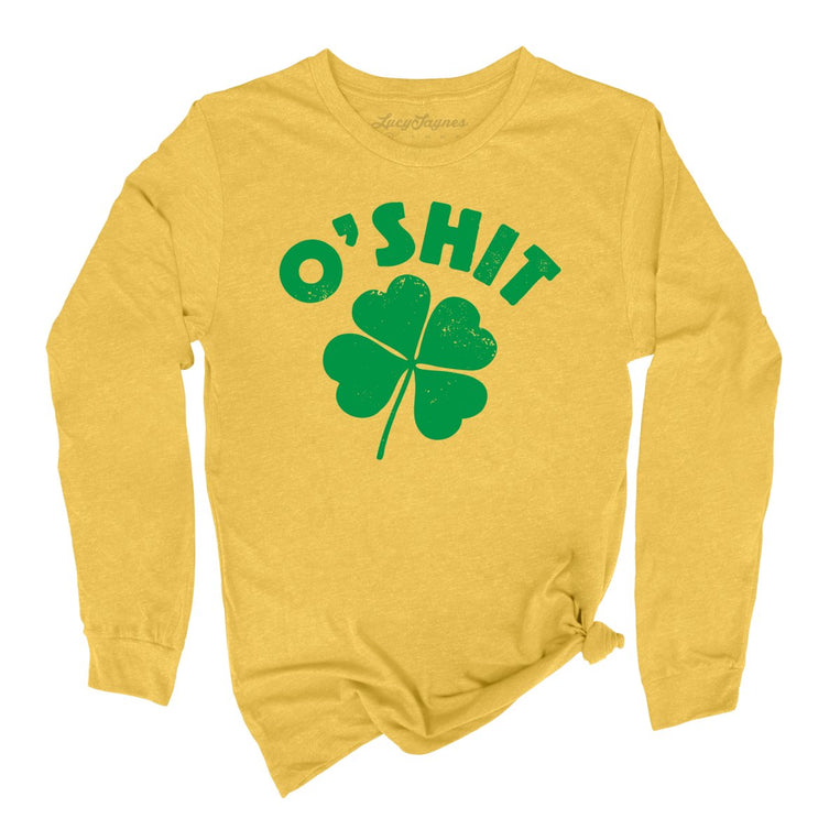O'shit Graphic Long Sleeve Tee - Heather Yellow Gold