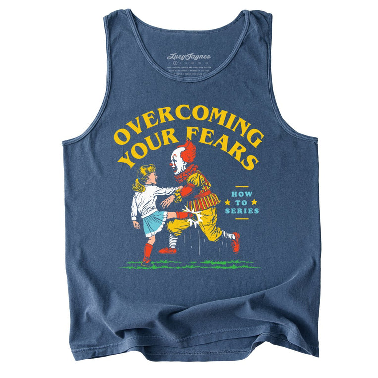 Overcoming Your Fears Comfort Colors Graphic Tank Top - Denim