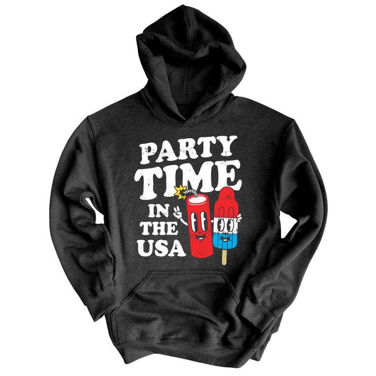 Party Time In The USA Graphic Hoodie - Charcoal Heather