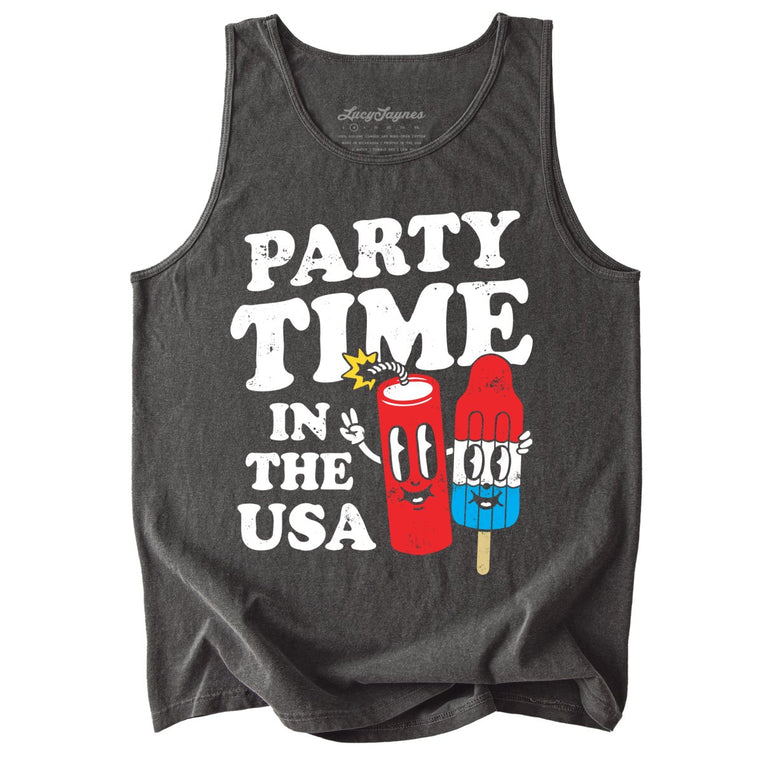 Party Time In The USA Comfort Colors Graphic Tank Top - Pepper
