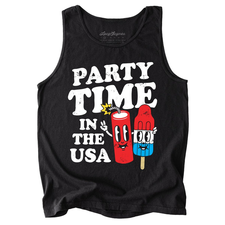 Party Time In The USA Comfort Colors Graphic Tank Top - Black