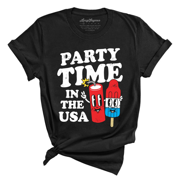 Party Time In The USA Graphic Tee - Black