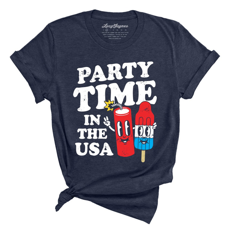 Party Time In The USA Graphic Tee - Heather Midnight Navy