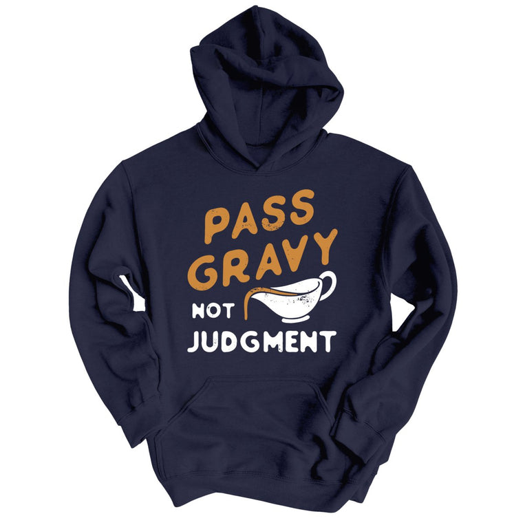 Pass Gravy Not Judgment Graphic Hoodie - Classic Navy