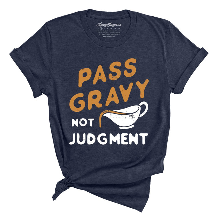 Pass Gravy Not Judgment Graphic Tee - Heather Midnight Navy