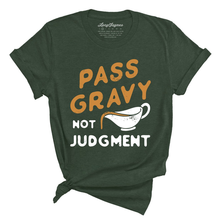 Pass Gravy Not Judgment Graphic Tee - Heather Forest