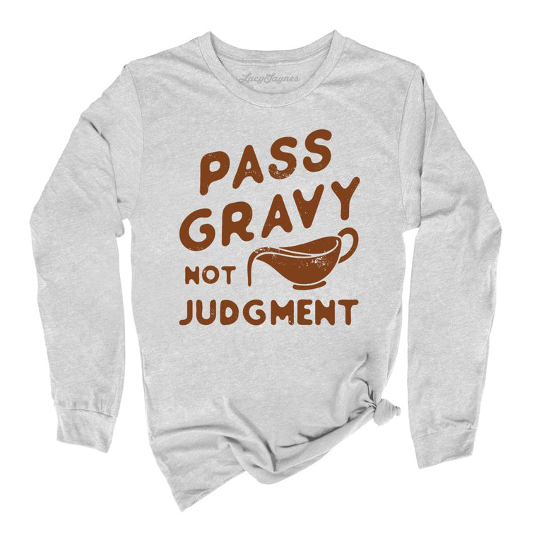 Pass Gravy Not Judgment Graphic Long Sleeve Tee - Athletic Heather