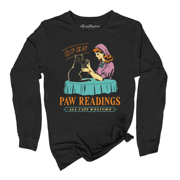 Paw Readings Graphic Long Sleeve Tee - Black