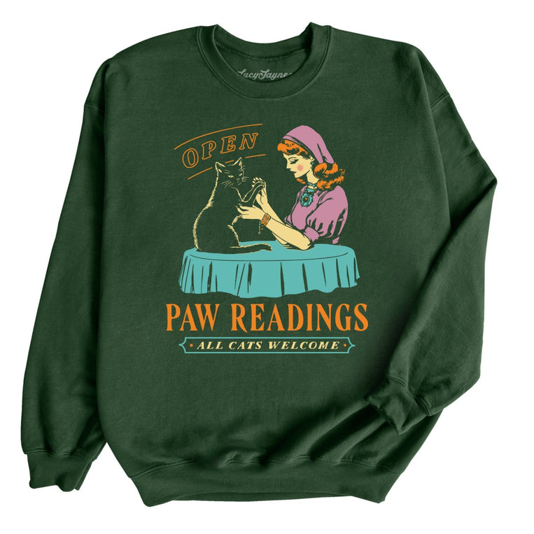 Paw Readings Graphic Sweatshirt - Forest Green