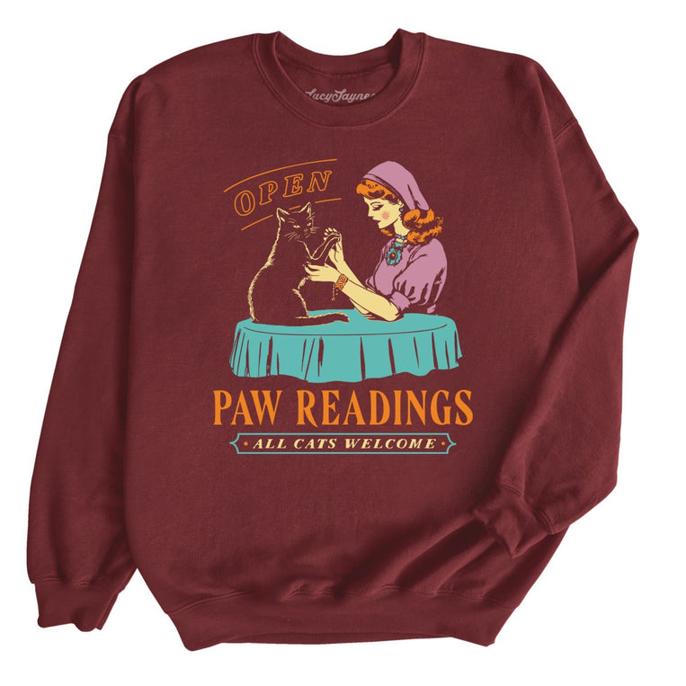 Paw Readings Graphic Sweatshirt - Maroon