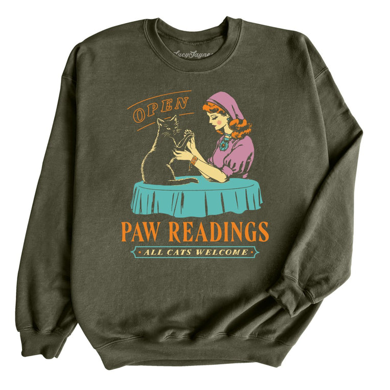 Paw Readings Graphic Sweatshirt - Military Green