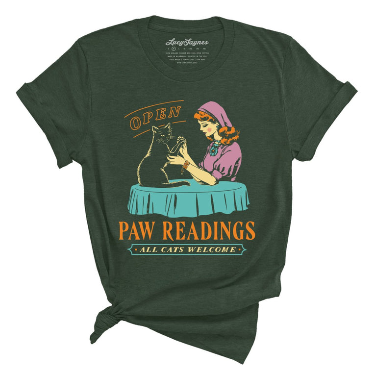 Paw Readings Graphic Tee - Heather Forest