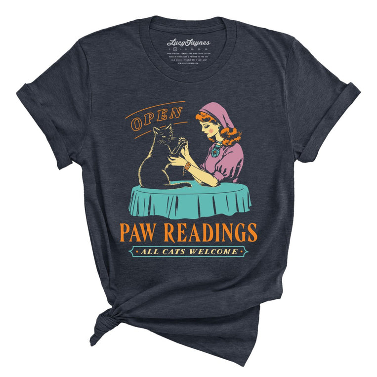 Paw Readings Graphic Tee - Heather Midnight Navy