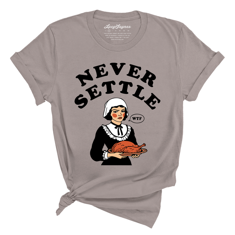 Never Settle Graphic Tee - Pebble Brown