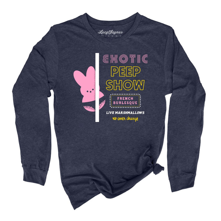 Peep Show Graphic Long Sleeve Tee - Heather Navy